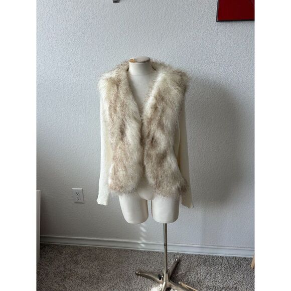 LaSeine Faux Fur Cream long Sleeve Sweater - Picture 1 of 5